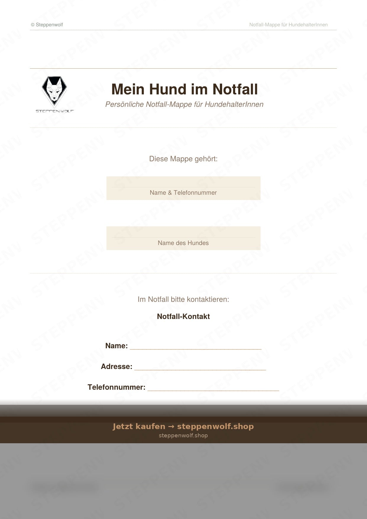 Notfallmappe für HundehalreInnen