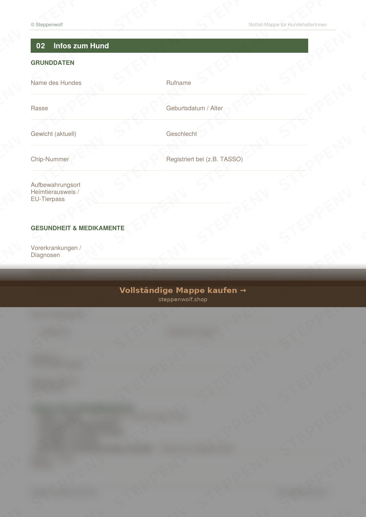Notfallmappe für Hundemenschen - Hundeinfos