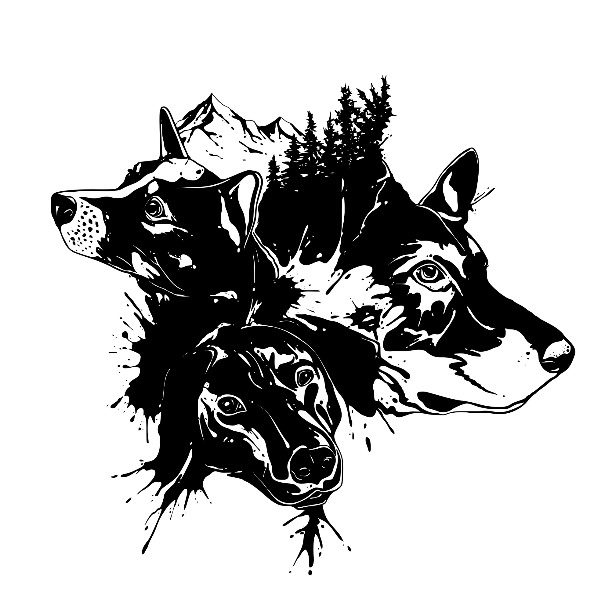 Große Tasche aus Bio-Baumwolle mit Print der Steppenwolf-Crew. Teammitglieder. 